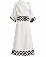 Maia Black and White Lattice Linen Tie-Back Belt - Belt - Mizyana