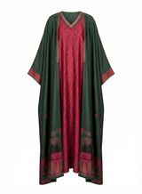 Manzare Bottle Green Cape and Fuchsia Printed Gown Two-Piece Set - Two-Piece Set - Mizyana