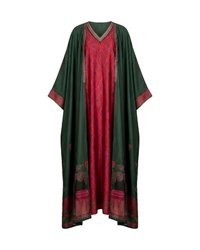 Manzare Green Dress & Cape Kaftan - Kaftan - Mizyana