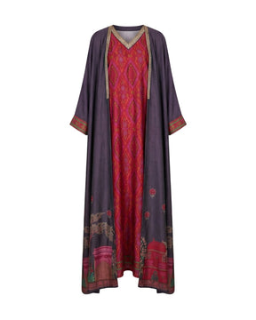 Manzare Jacquard Inner Gown and Open-Front Cape Kaftan Set - Kaftan - Mizyana