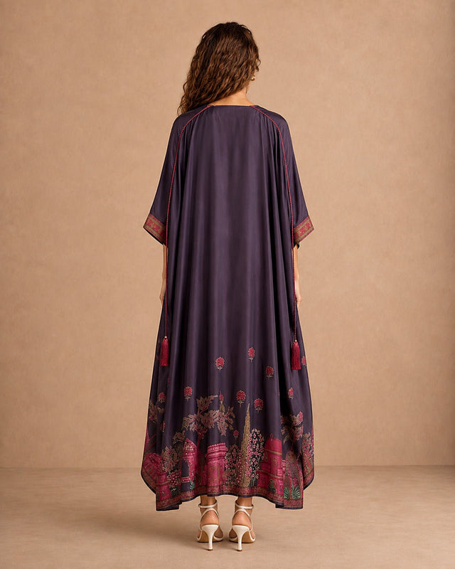 Manzare Purple Dress & Cape Kaftan - Kaftan - Mizyana