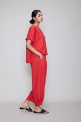Mati Ekin Crop Top - Red - Shirt - Mizyana