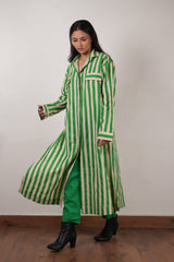 Mati Green Striped Tunic Shirt Dress - Dress - Mizyana