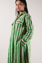 Mati Green Striped Tunic Shirt Dress - Dress - Mizyana