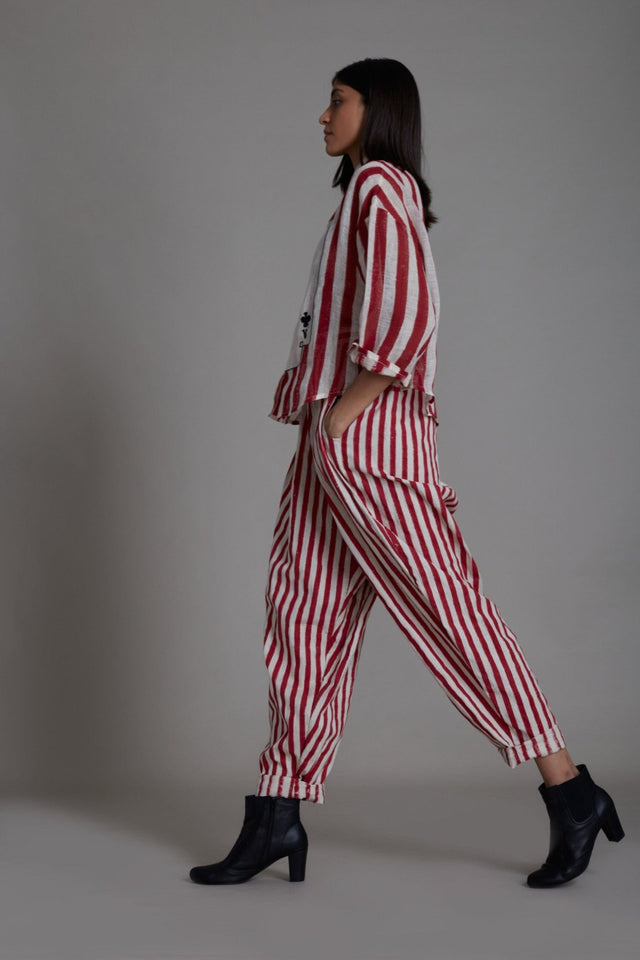 Mati Ikka Balloon Pants-Red Stripe - Trousers - Mizyana