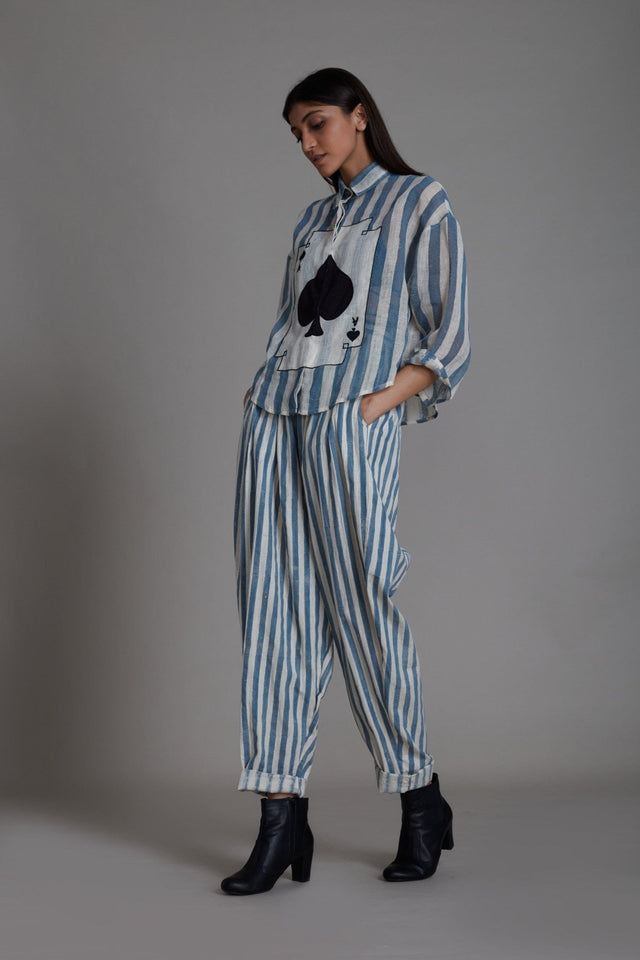 Mati Ikka Linen Shirt-Blue Stripe - Shirt - Mizyana