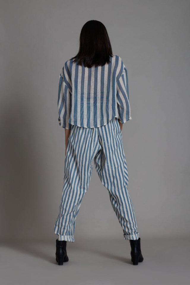 Mati Ikka Linen Shirt-Blue Stripe - Shirt - Mizyana
