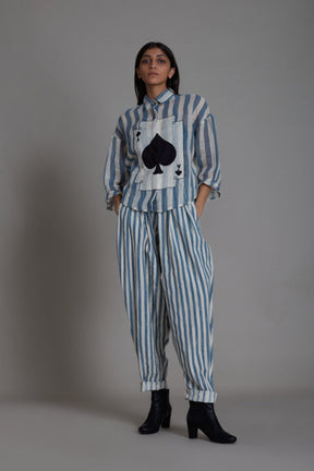 Mati Ikka Linen Shirt-Blue Stripe - Shirt - Mizyana