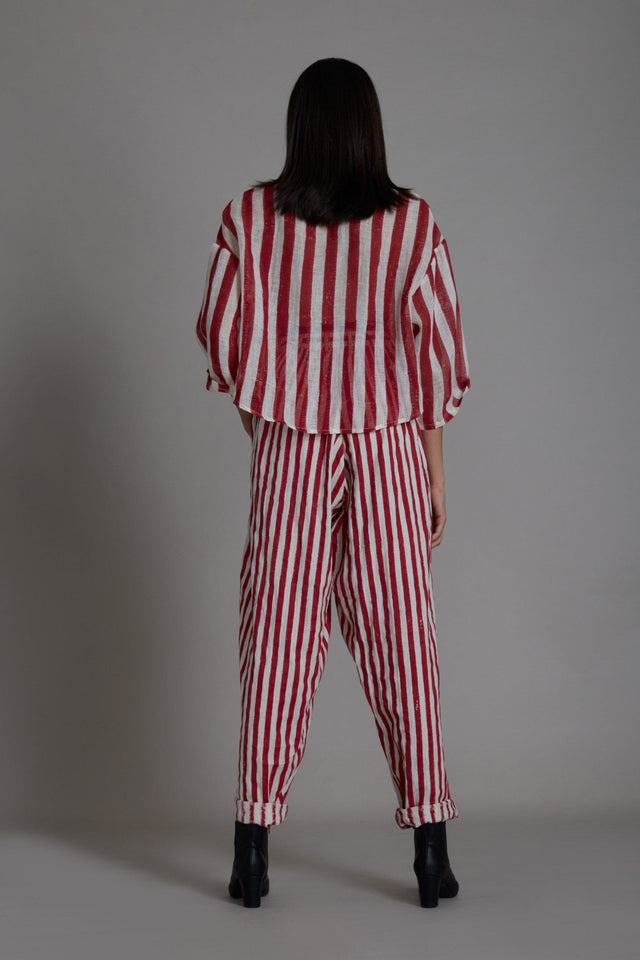 Mati Ikka Linen Shirt-Red Stripe - Shirt - Mizyana