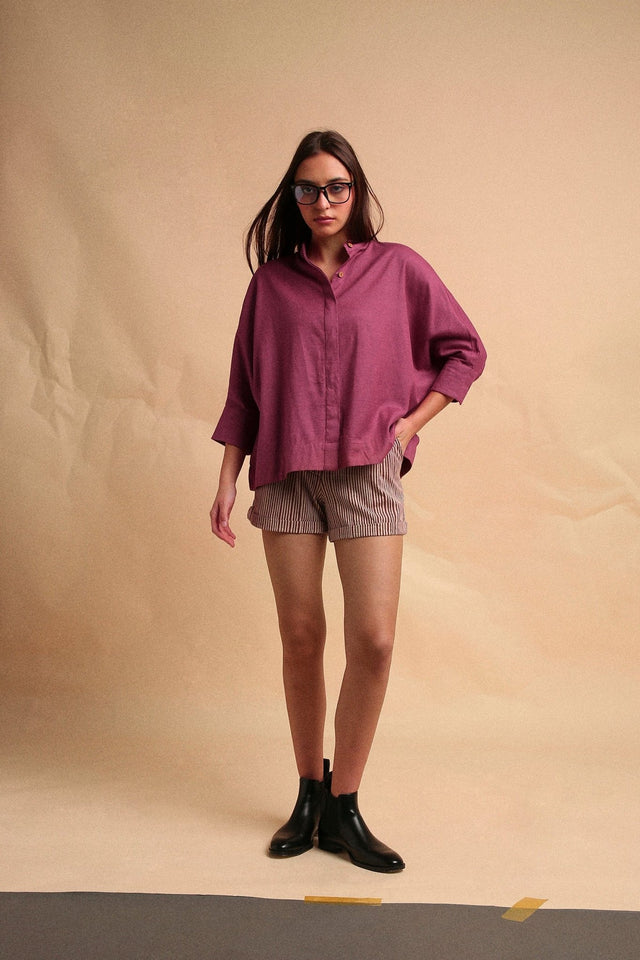 Mauve Oversized Ret Shirt - Shirt - Mizyana