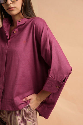 Mauve Oversized Ret Shirt - Shirt - Mizyana