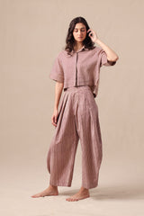 Mauve Striped Barrel Pants - Trousers - Mizyana