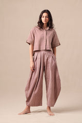 Mauve Striped Barrel Pants - Trousers - Mizyana