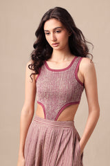 Mauve Striped Bodysuit - Mizyana