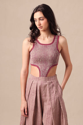 Mauve Striped Bodysuit - Mizyana