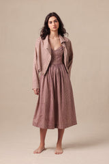 Mauve Striped Corset Dress & Crop Jacket Set (2 PCS) - Two-Piece Set - Mizyana