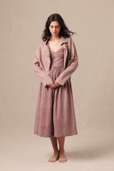 Mauve Striped Corset Dress & Crop Jacket Set (2 PCS) - Two-Piece Set - Mizyana