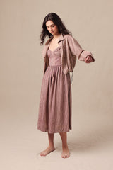 Mauve Striped Corset Dress & Crop Jacket Set (2 PCS) - Two-Piece Set - Mizyana
