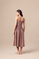 Mauve Striped Corset Dress - Dress - Mizyana