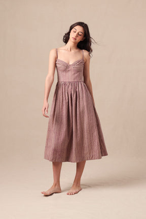 Mauve Striped Corset Dress - Dress - Mizyana
