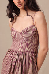 Mauve Striped Corset Dress - Dress - Mizyana