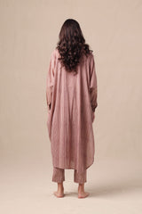 Mauve Striped Shirt Cowl Tunic & SE Pants Co-Ord Set (2 PCS) - Two-Piece Set - Mizyana