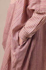 Mauve Striped Shirt Cowl Tunic & SE Pants Co-Ord Set (2 PCS) - Two-Piece Set - Mizyana