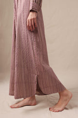 Mauve Striped Shirt Sphara Jumpsuit - Jumpsuit - Mizyana