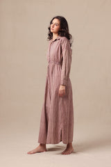 Mauve Striped Shirt Sphara Jumpsuit - Jumpsuit - Mizyana