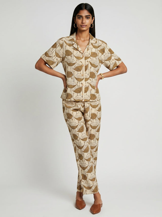 May Beige Cotton Co-ord set - Co-ord Set - Mizyana