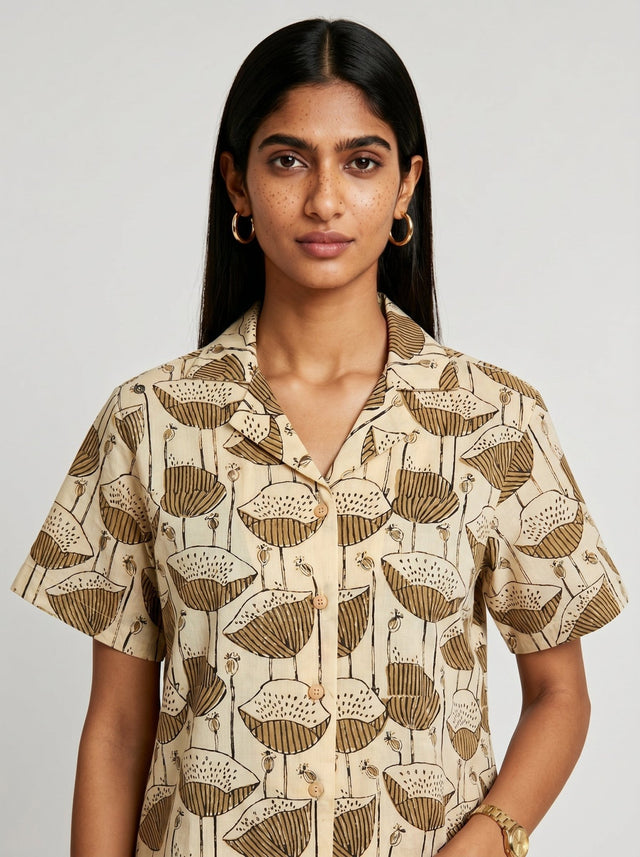 May Beige Cotton Co-ord set - Co-ord Set - Mizyana