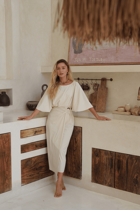 Maya swim set with Salma skirt - Cream - Swim Set - Mizyana
