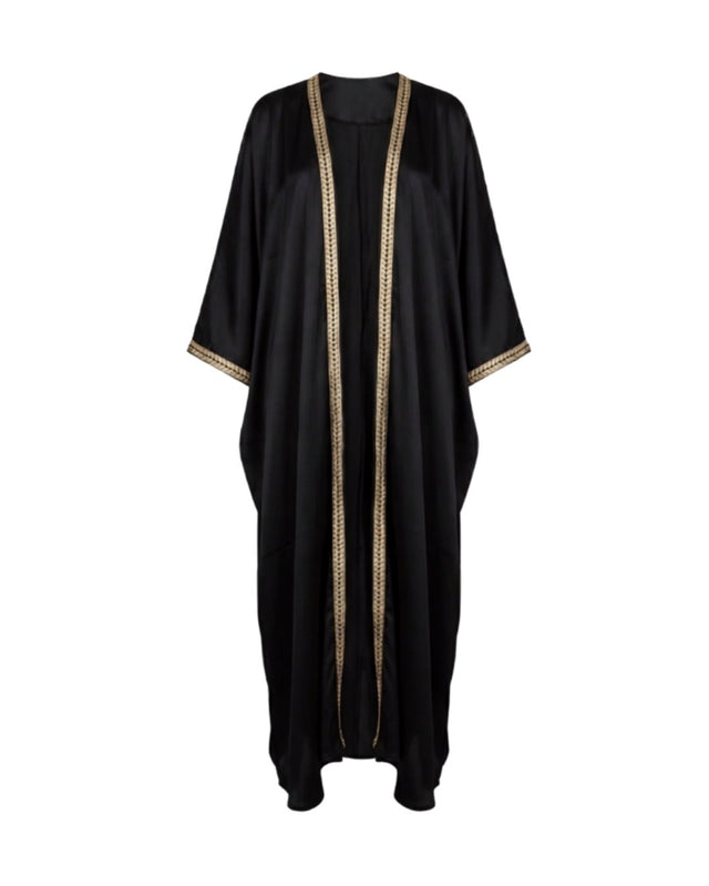 Midnight Satin Braid Abaya - Abaya - Mizyana