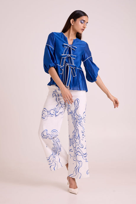 Mikel - Blue Tides Top & Pant Set - Two-Piece Set - Mizyana