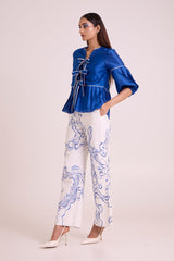 Mikel - Blue Tides Top & Pant Set - Two-Piece Set - Mizyana