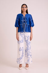 Mikel - Blue Tides Top & Pant Set - Two-Piece Set - Mizyana