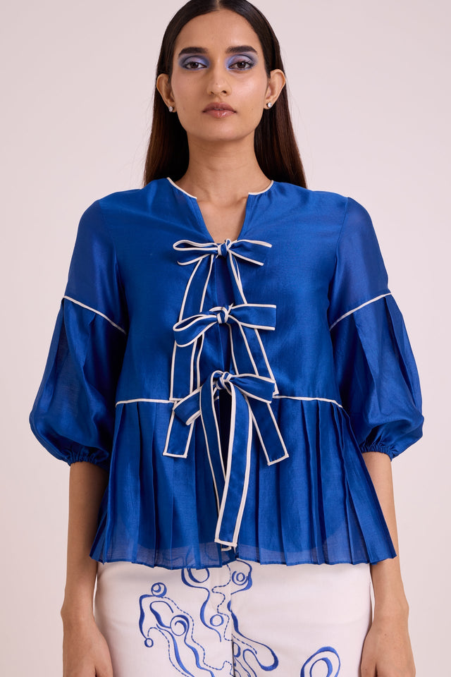 Mikel - Blue Tides Top & Pant Set - Two-Piece Set - Mizyana