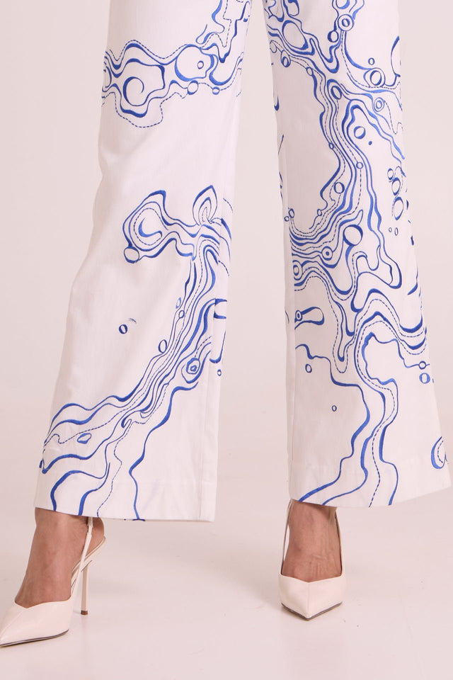 Mikel - Blue Tides Top & Pant Set - Two-Piece Set - Mizyana