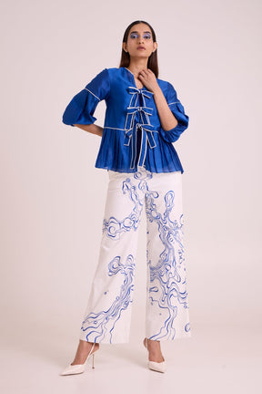 Mikel - Blue Tides Top & Pant Set - Two-Piece Set - Mizyana