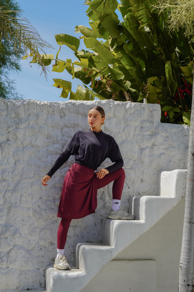 Modest Sport Skirt 22.5” with Integrated Legging 2.0 - Muted Wine