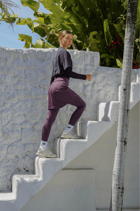 Modest Sport Skirt 18” with Integrated Legging 2.0 - Muted Plum - Leggings - Mizyana