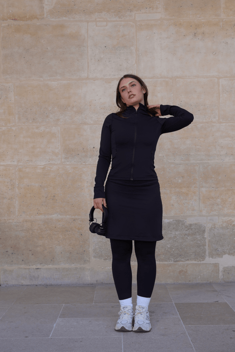Modest Sport Skirt 18” with Integrated Legging - Black - Leggings - Mizyana