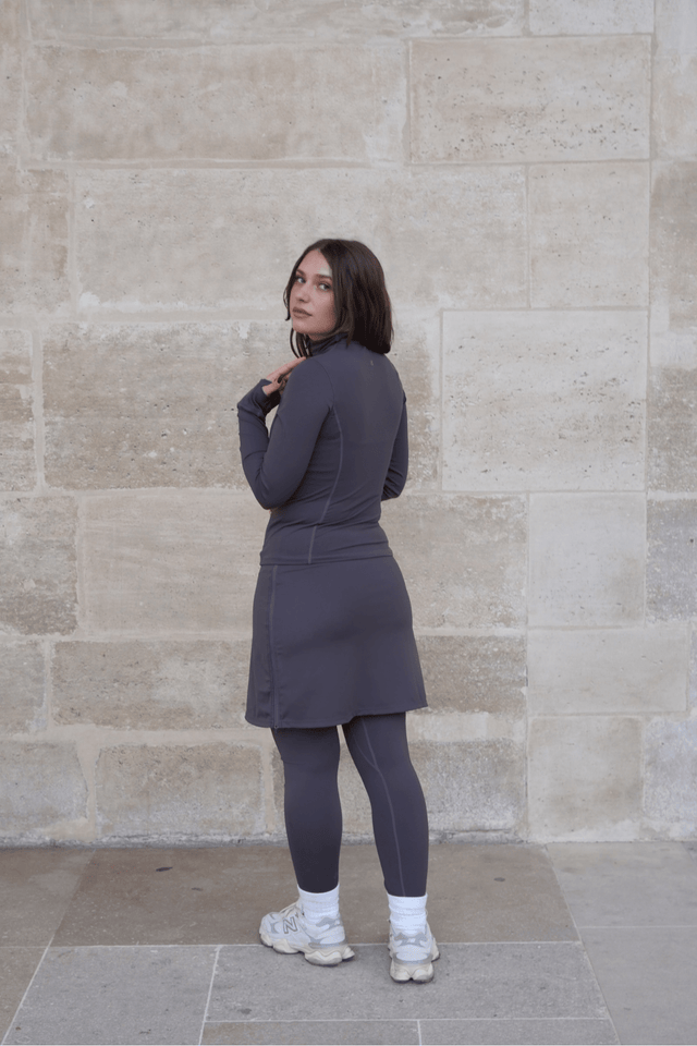 Modest Sport Skirt 18” with Integrated Legging - Charcoal - Sports Leggings - Mizyana