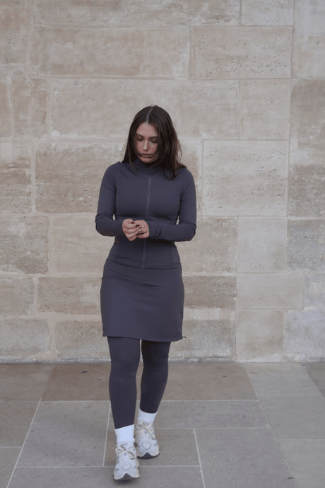 Modest Sport Skirt 18” with Integrated Legging - Charcoal - Sports Leggings - Mizyana