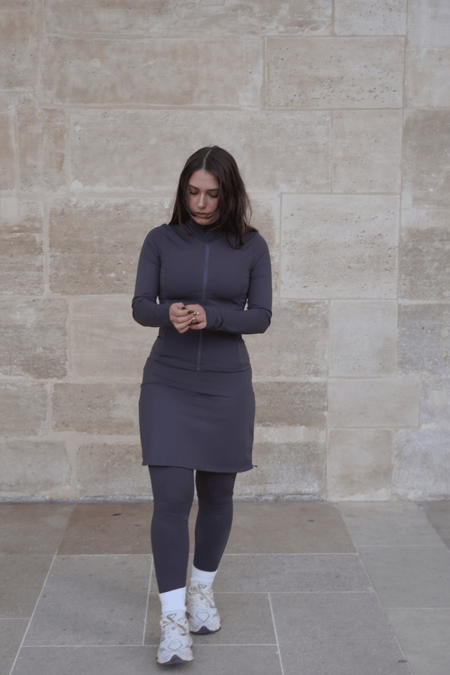 Modest Sport Skirt 18” with Integrated Legging - Charcoal - Sports Leggings - Mizyana