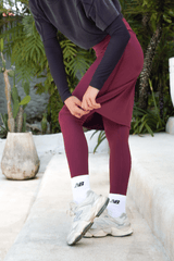 Modest Sport Skirt 22.5” with Integrated Legging 2.0 - Muted Wine - Sports Leggings - Mizyana