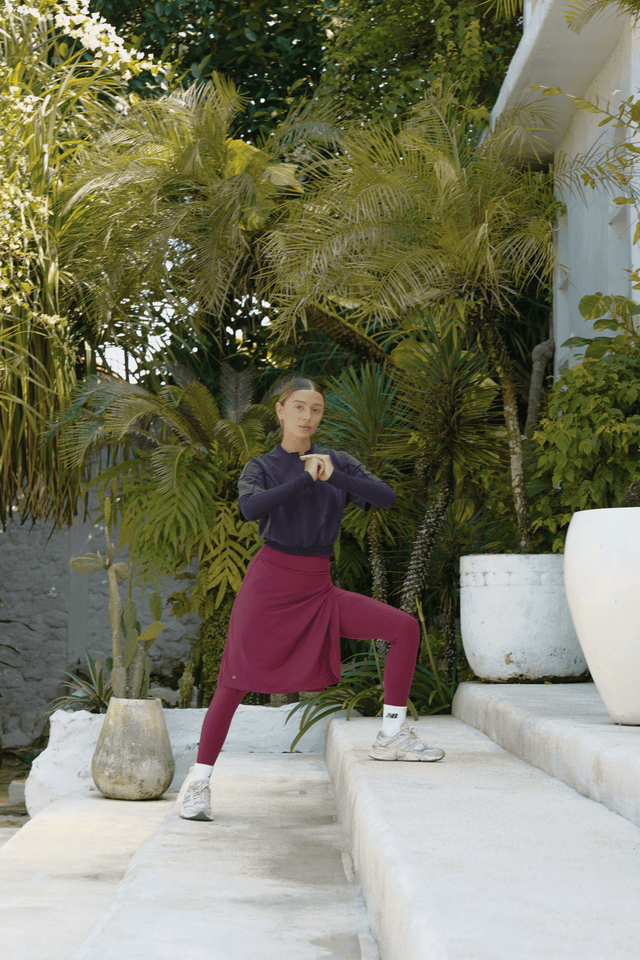 Modest Sport Skirt 22.5” with Integrated Legging 2.0 - Muted Wine - Sports Leggings - Mizyana