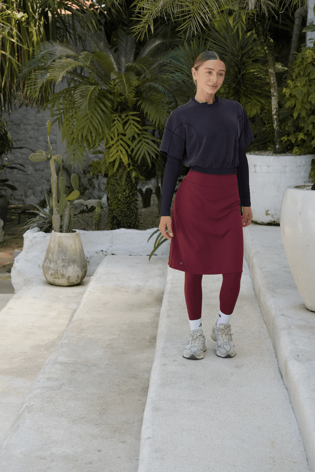 Modest Sport Skirt 22.5” with Integrated Legging 2.0 - Muted Wine - Sports Leggings - Mizyana