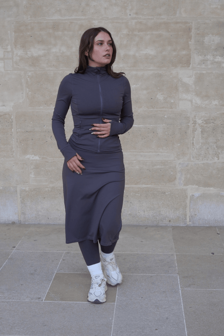 Modest Sport Skirt 27” with Integrated Legging - Charcoal - Sports Leggings - Mizyana