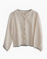 Mogra Ivory Organic Kala Cotton Blouse with Balloon Sleeves - Blouse - Mizyana